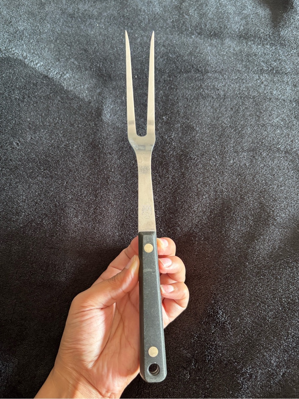 VTG EKCO Durable Serving Fork W/ Black Handle- Stainless Vanadium 11.75” USA Mad